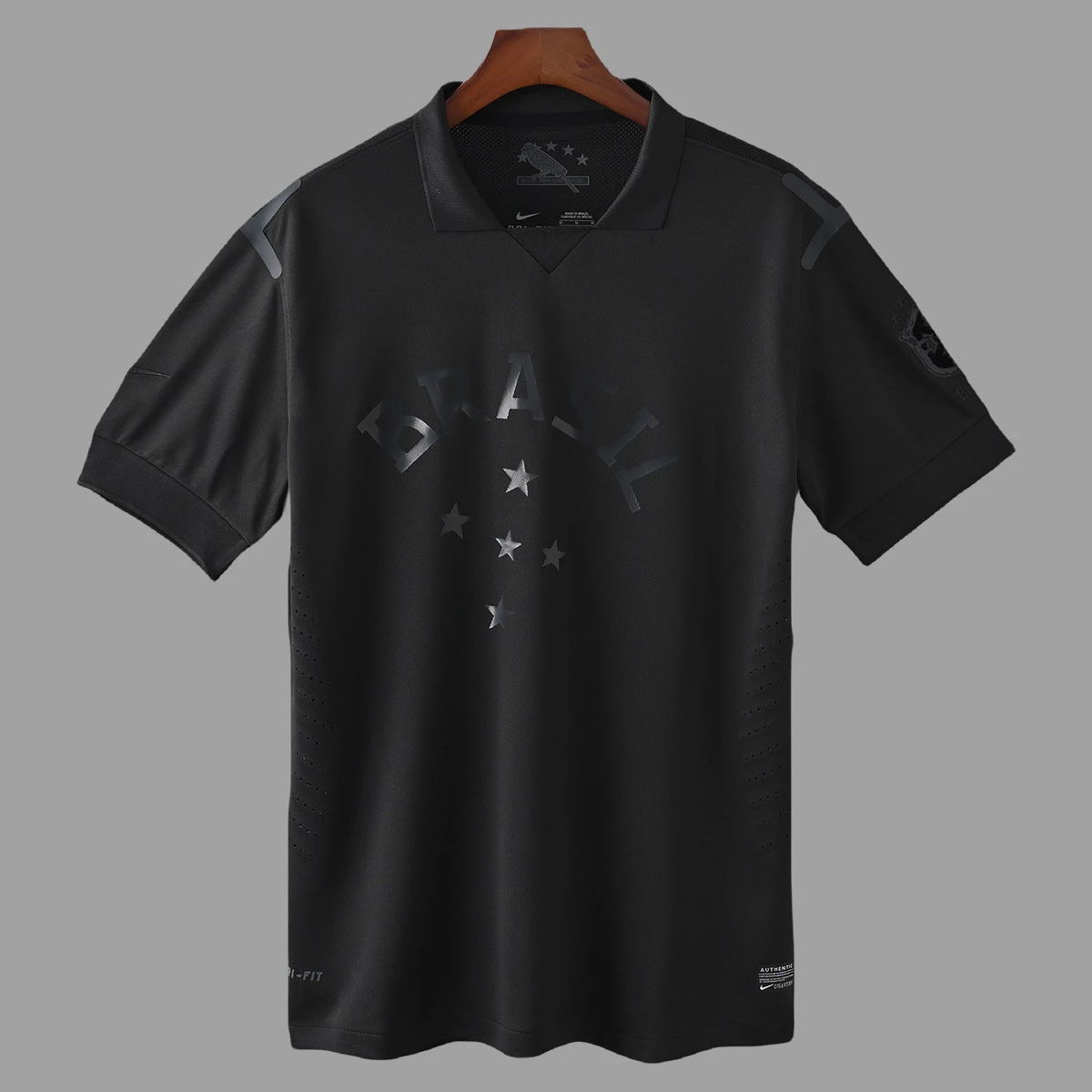 2013 Brazil Black Retro Soccer Jersey