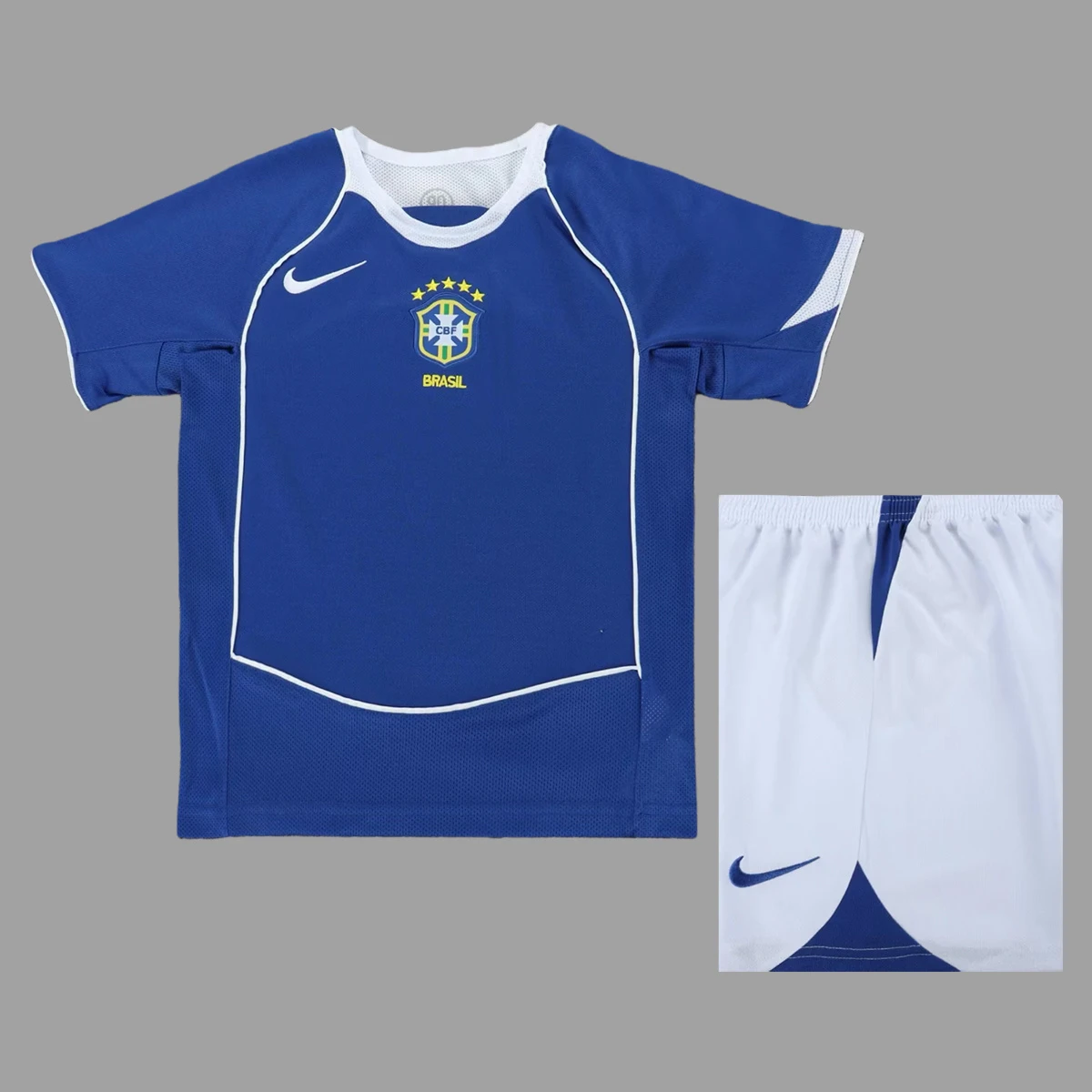 2004 Brazil Away Kids Retro Soccer Jersey Size 16-28