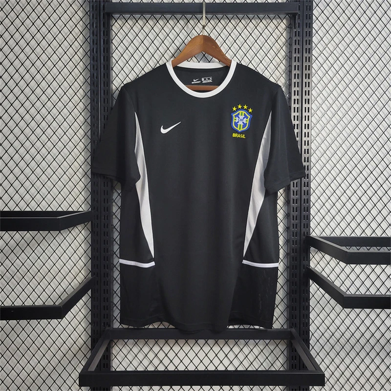2002 Brazil Goalkeeper Black Retro Soccer Jersey