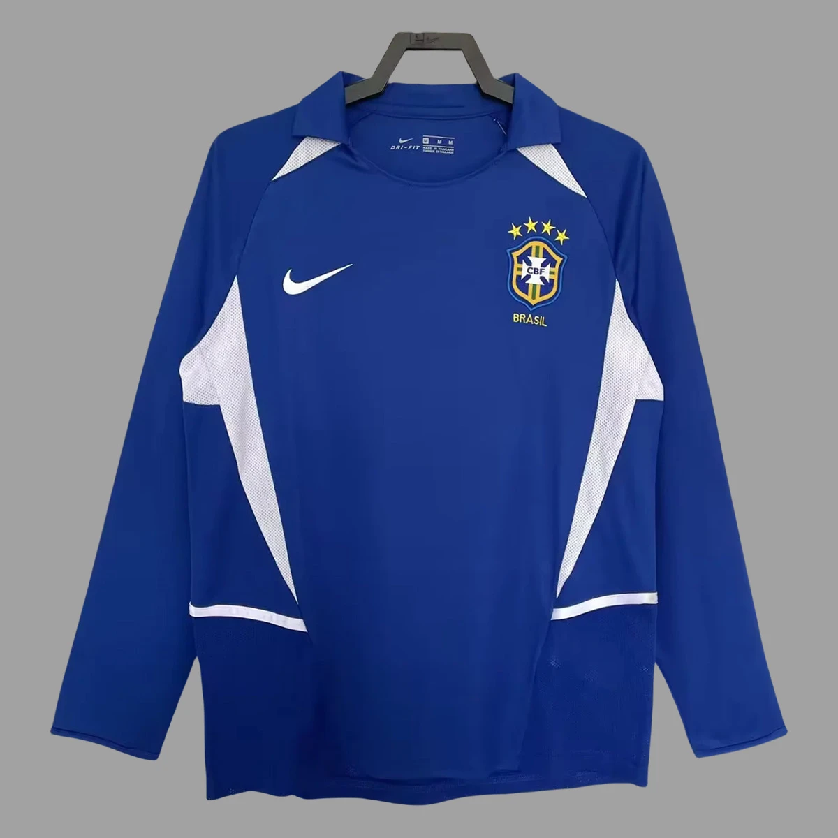 2002 Brazil Away Long Sleeve Retro Soccer Jersey