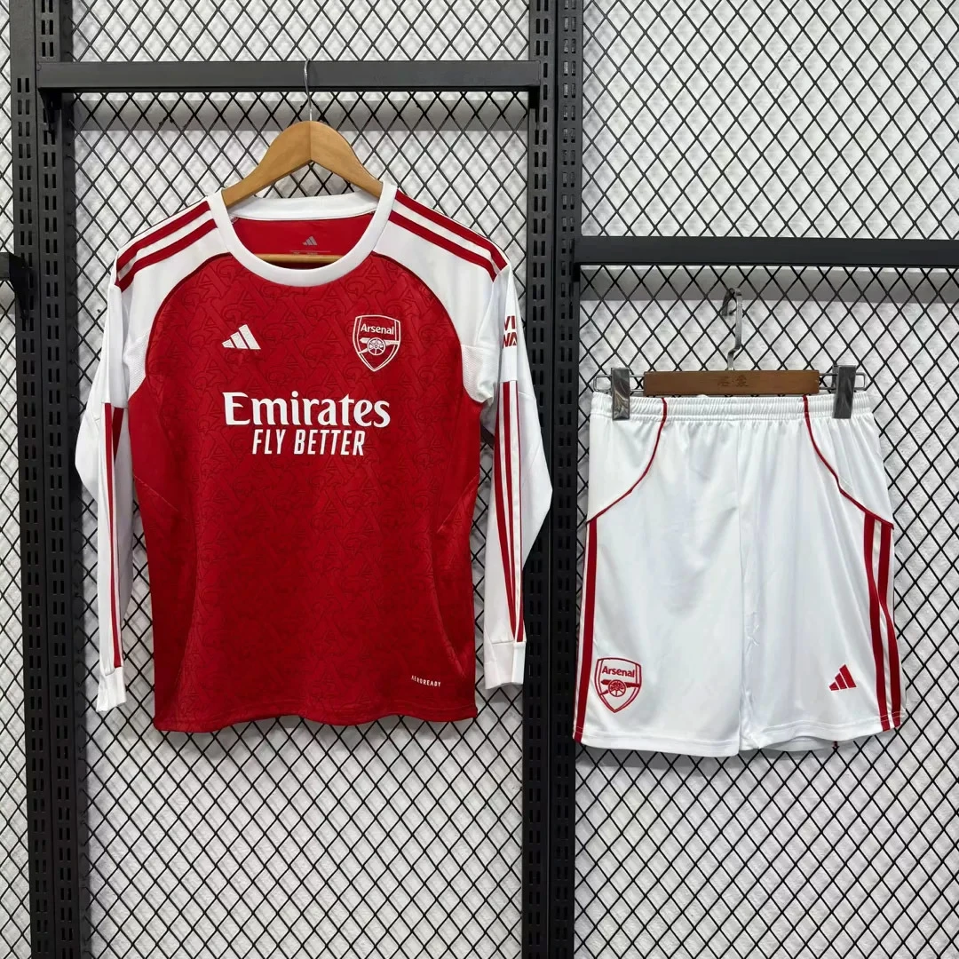25/26 Arsenal Home Long Sleeve Kids Soccer Jersey Size 16-28