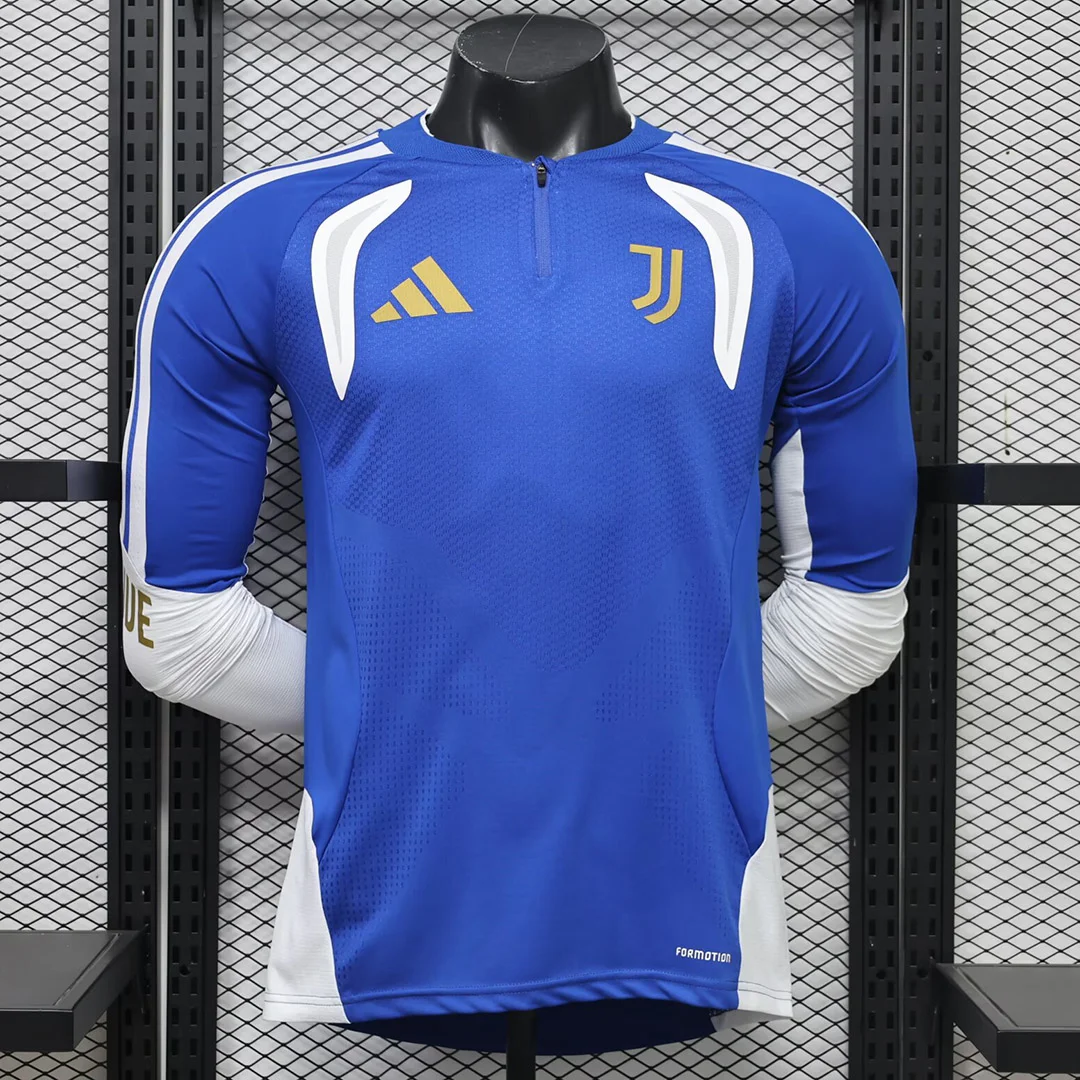 26/27 Juventus Track Player Version Blue White Long Sleeve Soccer Jersey