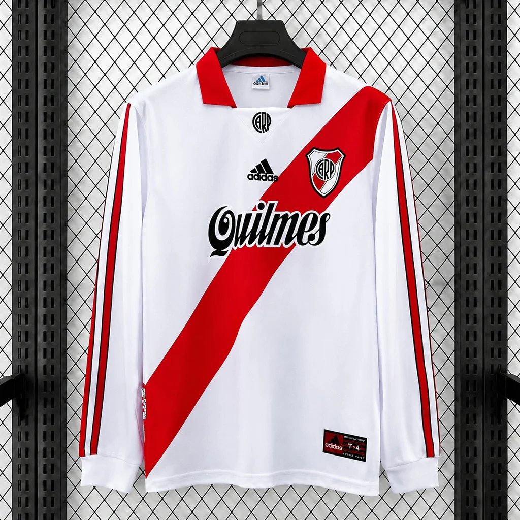 98/00 River Plate Home Long Sleeve Retro Soccer Jersey